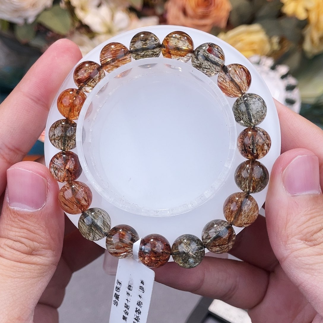 未镶嵌发晶手串黑金超10m