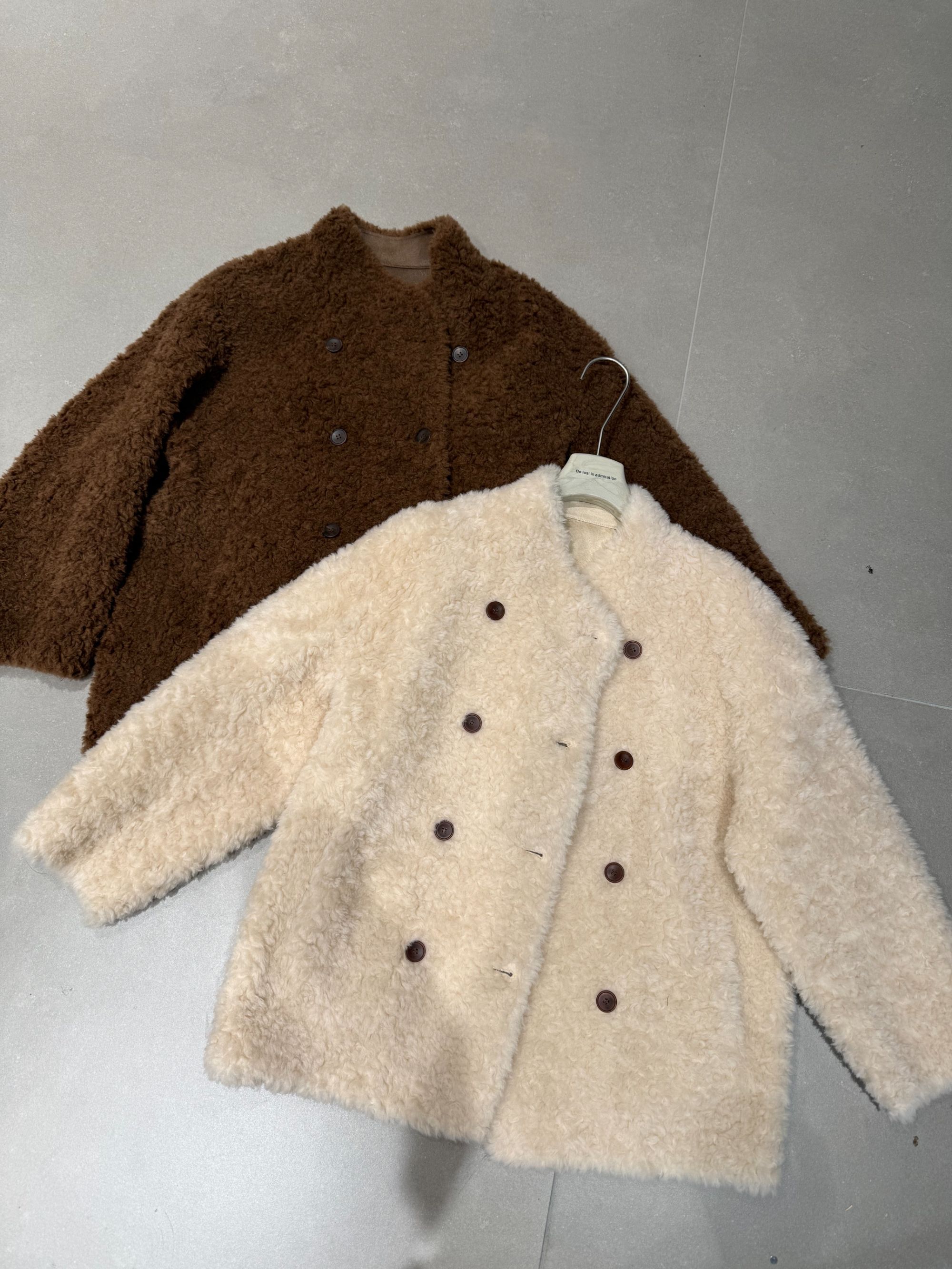 2025冬季百搭双排扣法式立领羊羔毛中长款外套韩版时尚