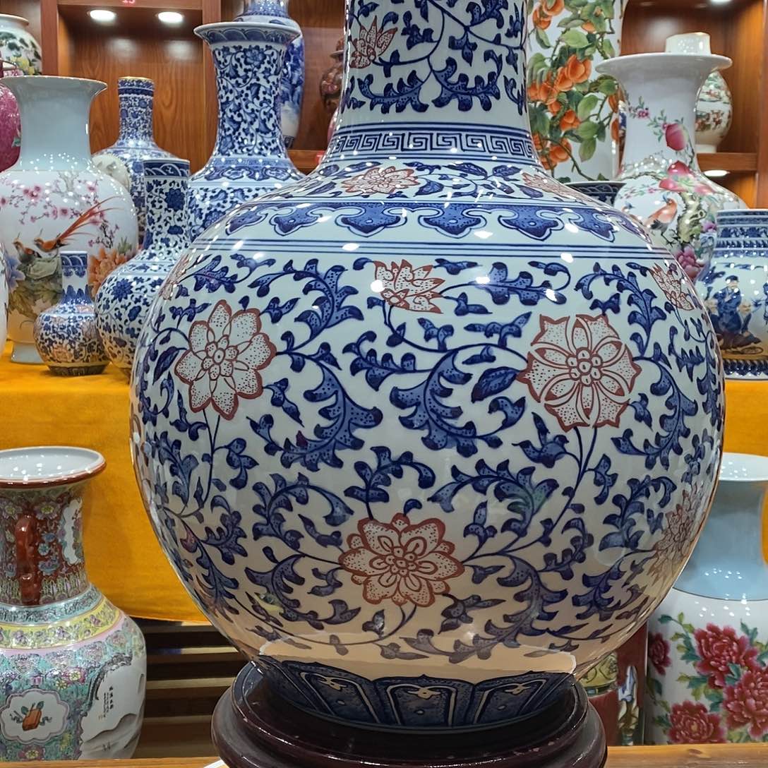 摆件译*霸景德镇陶瓷青花天球瓶