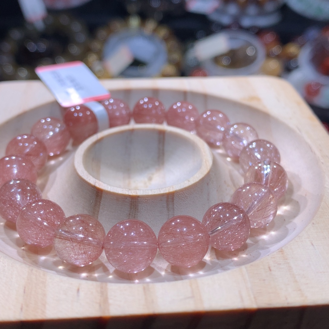 手链未镶嵌水晶粉兔毛10mm左右