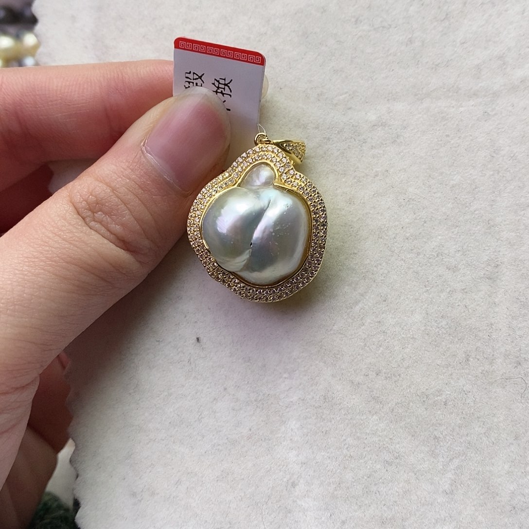 海水珍珠颈饰银S925镶嵌