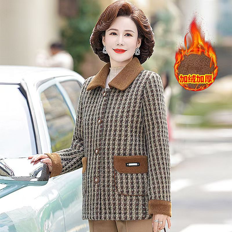 10952-中年妈妈冬装加绒加厚外套洋气新款中老年女上衣【A仓】