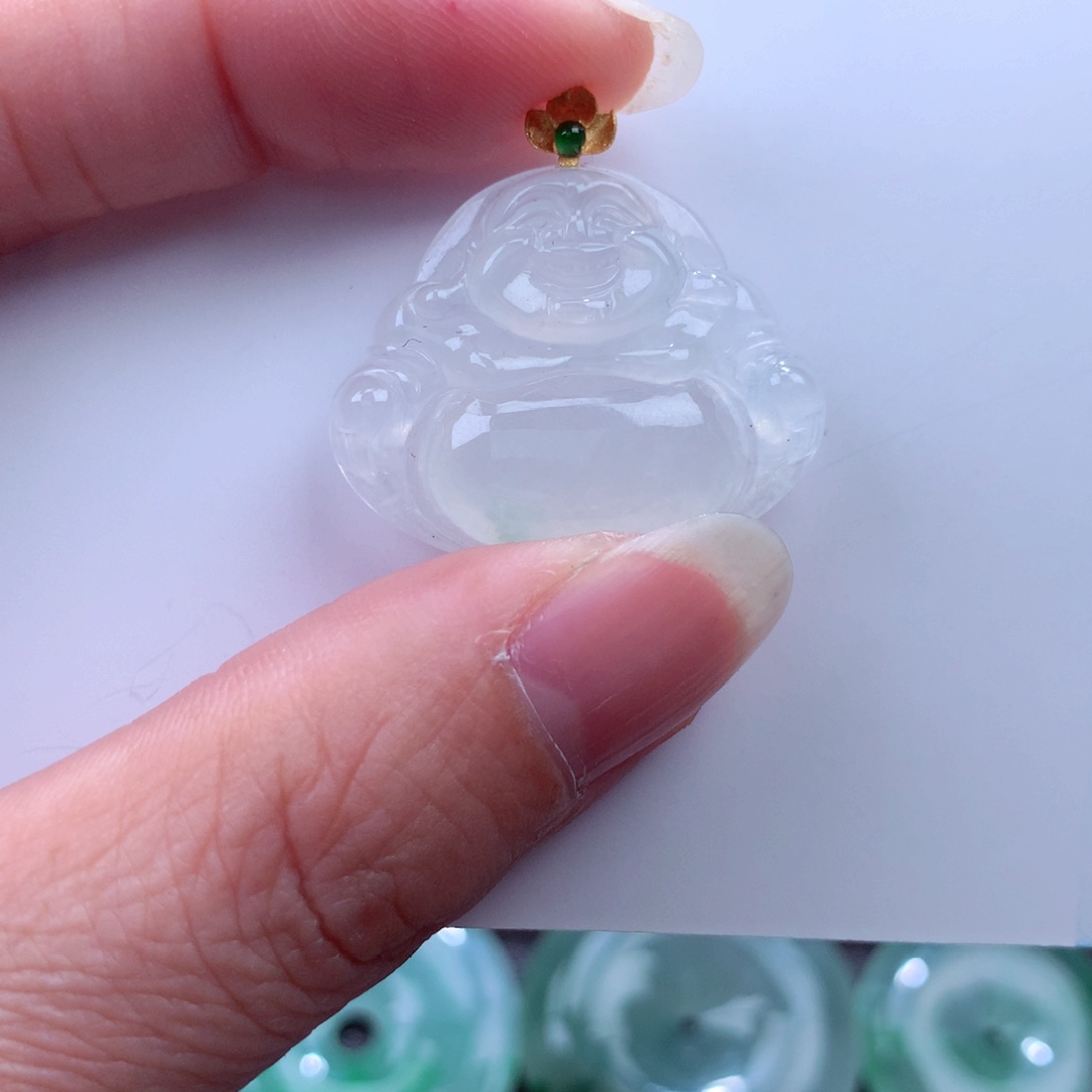 翡翠吊坠(不含链)18K金镶嵌