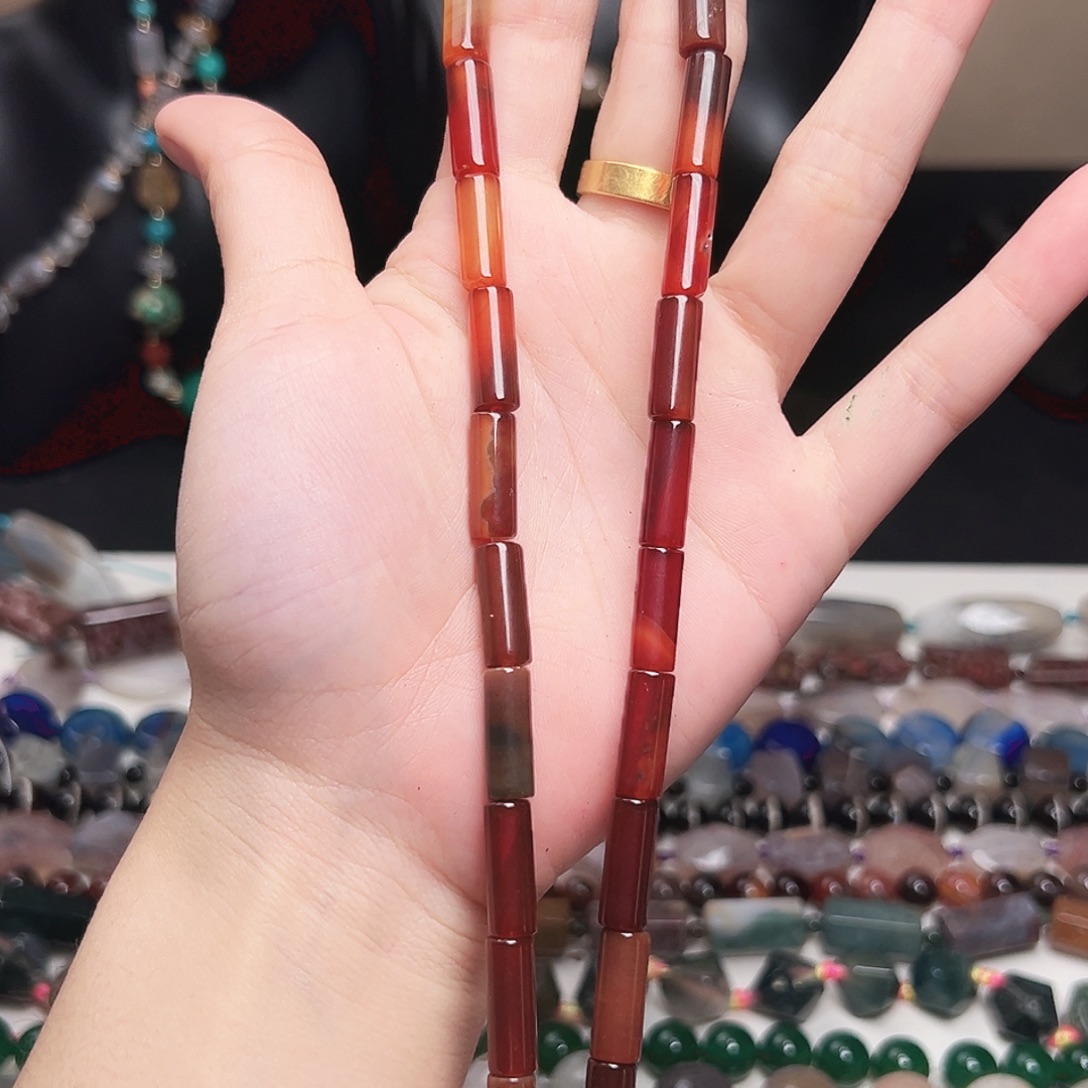 玛瑙/玉髓合金珠宝半成品x74 6.2m 红玛瑙根管一条