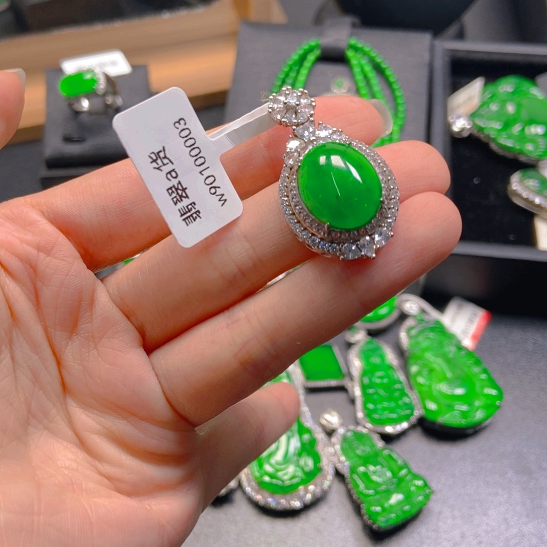 翡翠银S925镶嵌吊坠(不含链)