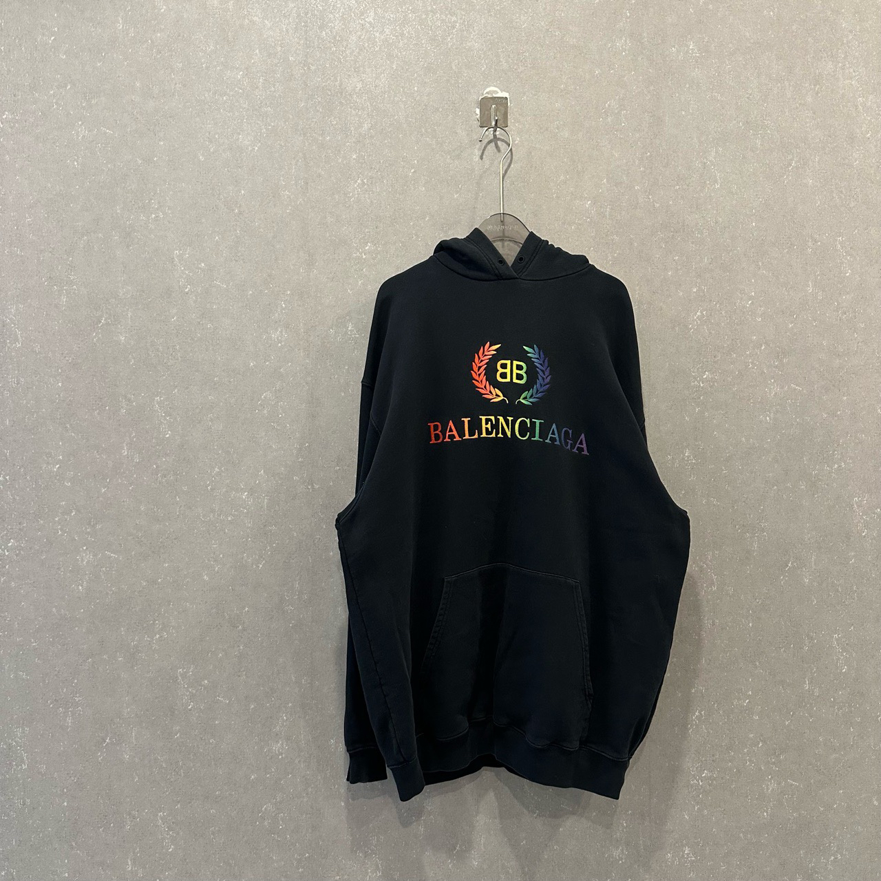 99新 Balenciaga/巴黎世家 字母刺绣麦穗连帽卫衣XXS码/003419