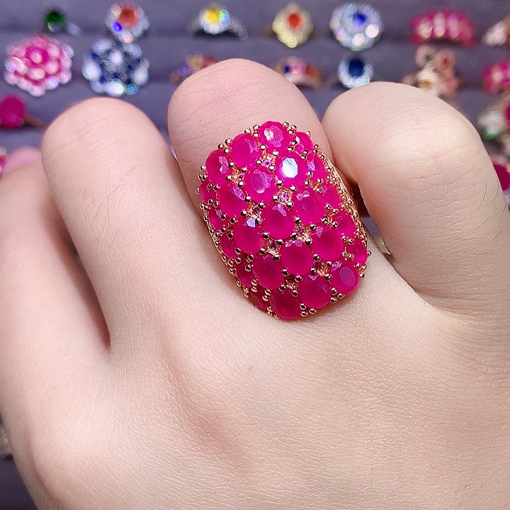 红宝石银S925镶嵌戒指