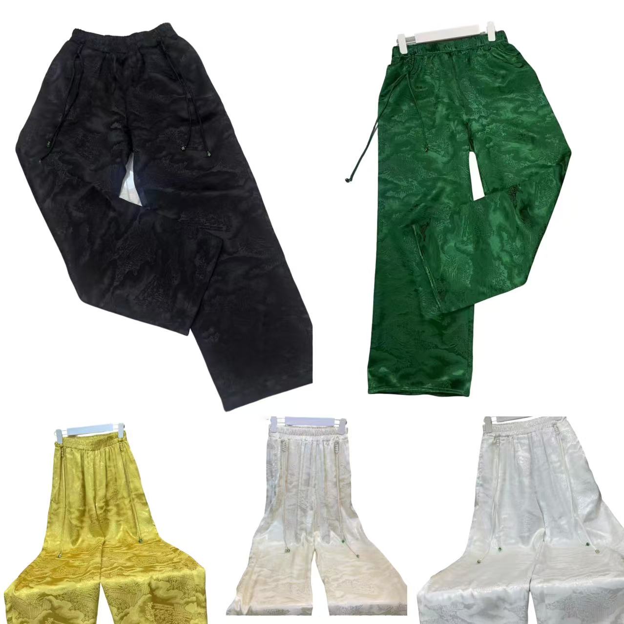 三月国风女装高端中式时尚新国风气质重磅宽松显瘦裤子#《绿荫》