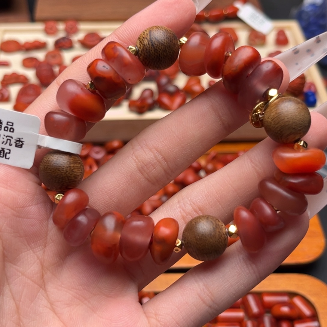 南红玛瑙未镶嵌南红10藏扣手串
