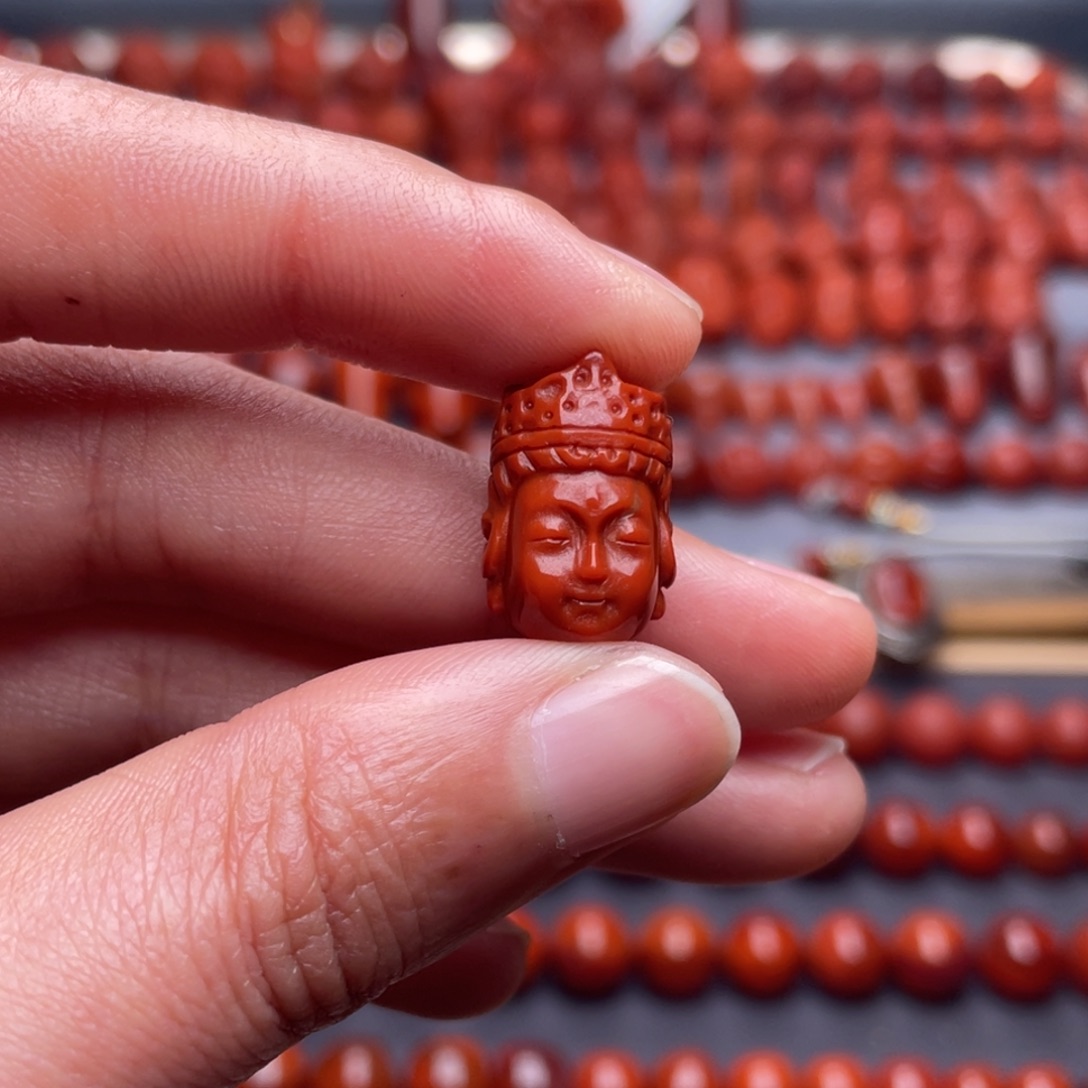 南红玛瑙未镶嵌其他W11➕瓦西柿子红观音头配饰