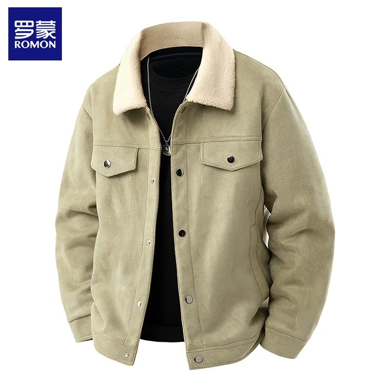 罗蒙2025冬季新款潮流时尚男装夹克加厚帅气百搭休闲工装风夹克男