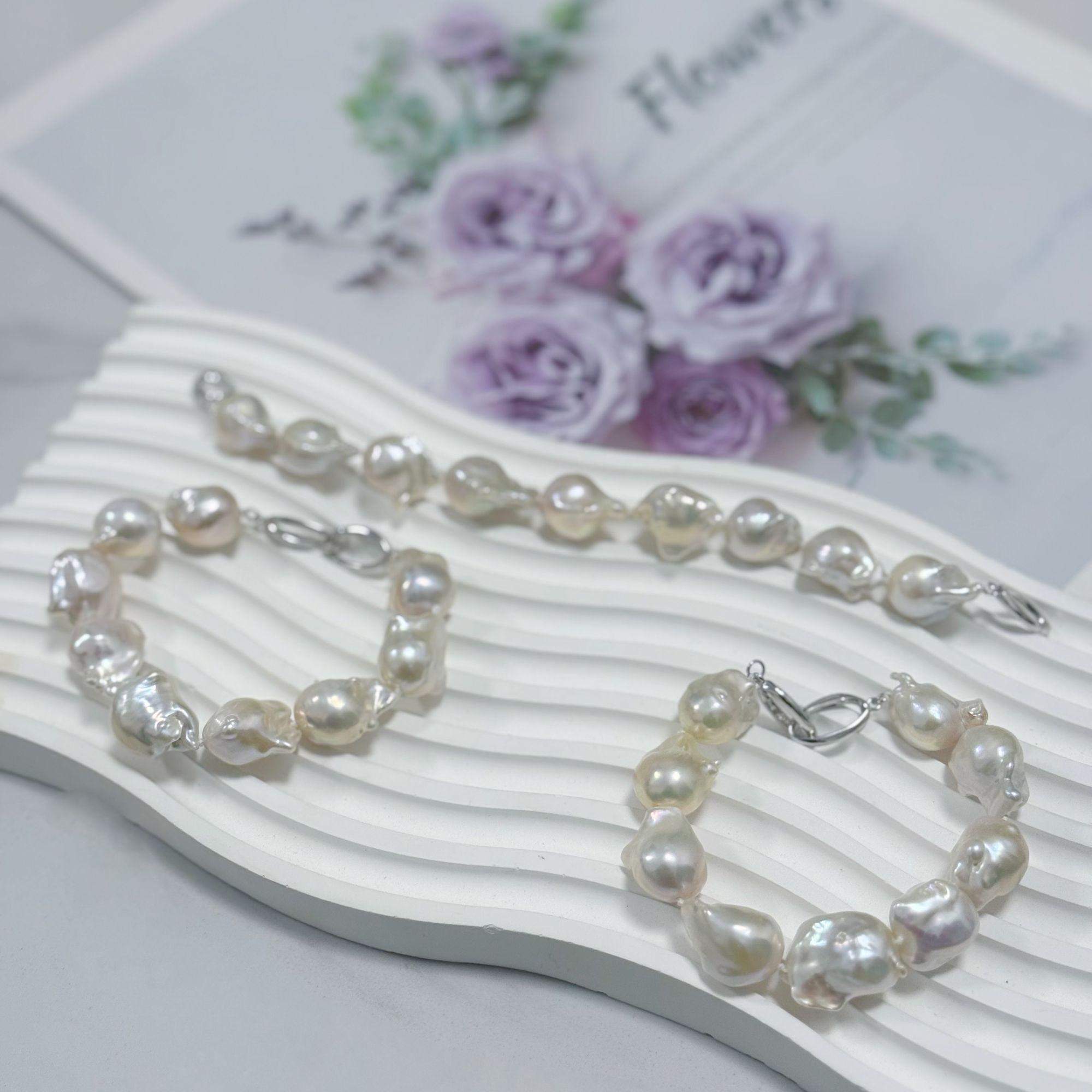 【晓艾珍珠】淡水巴洛克手链12-15mmS925银（多样性发一）E82