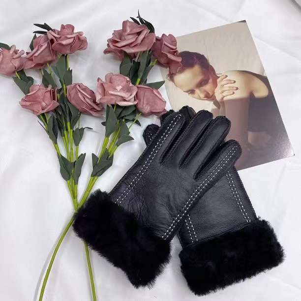 真皮羊毛一体手套加绒加厚保暖长款分指男女士秋冬季骑行防风防寒