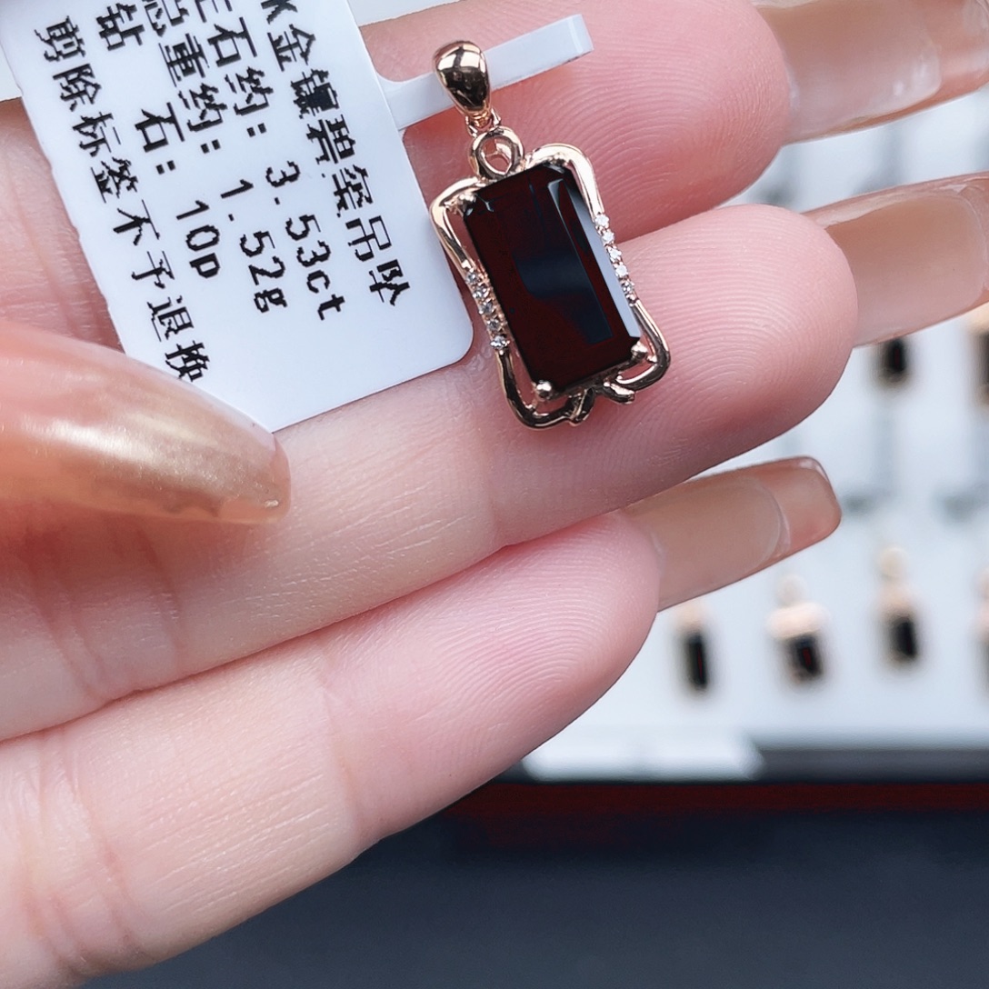 吊坠(不含链)碧玺18K金镶嵌