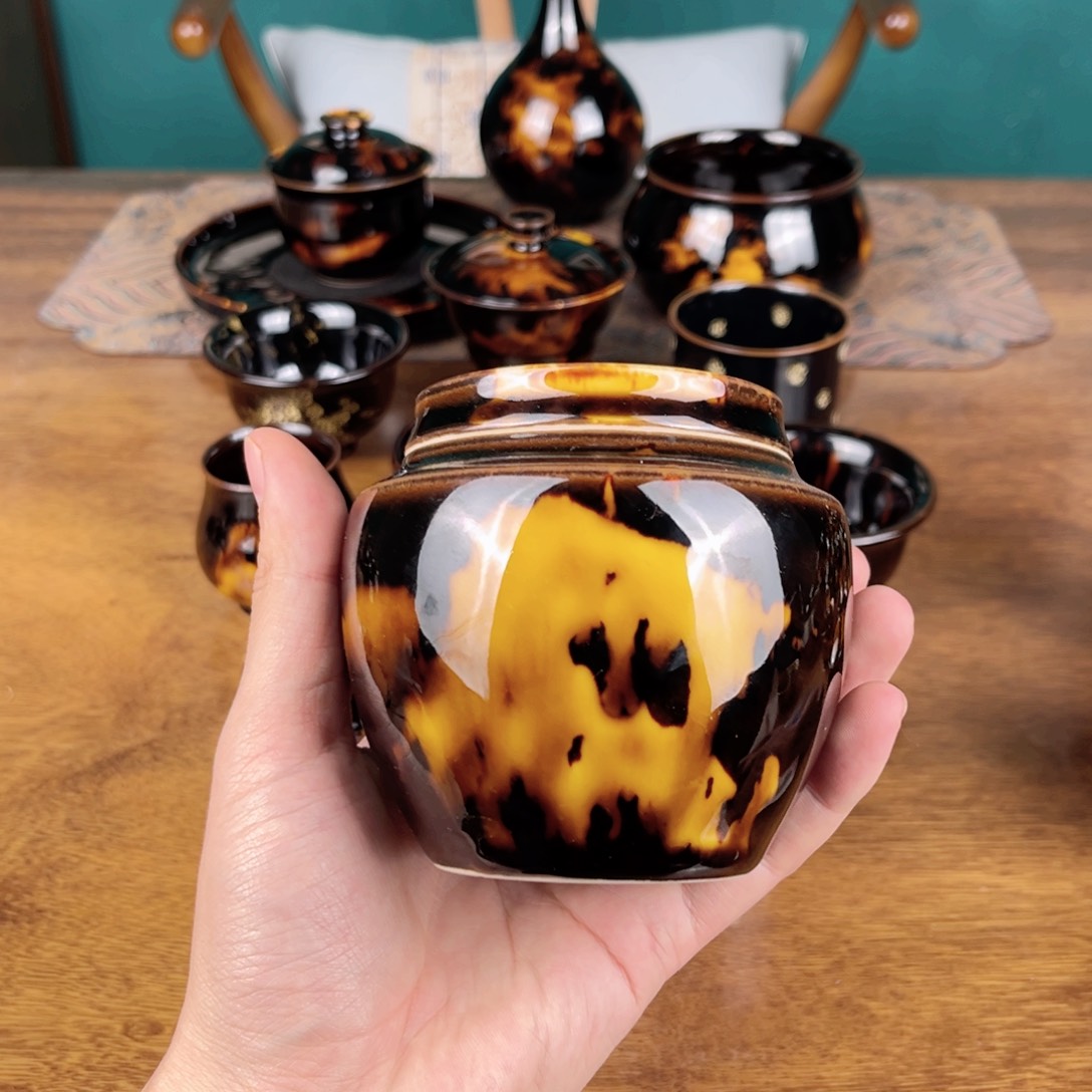 罐玳瑁釉小醒茶罐