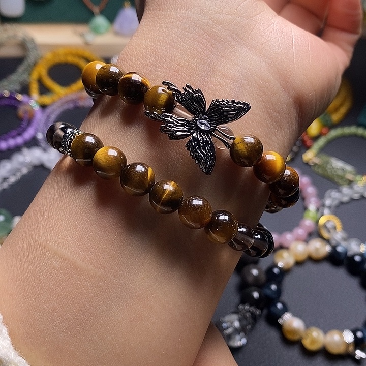 水晶手链未镶嵌虎晶石双圈手串