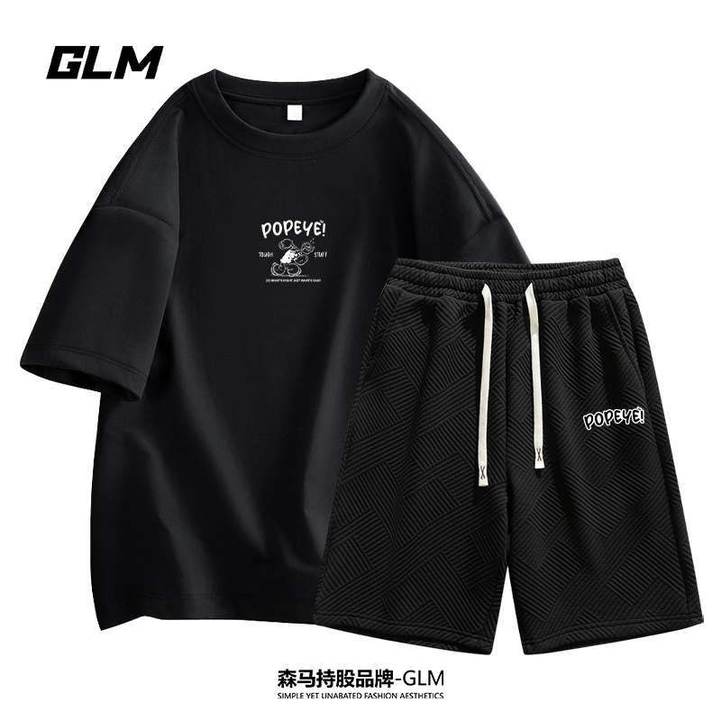 大力水手联名GLM【休闲套装】夏季短袖T恤休闲五分裤休闲套装情侣装