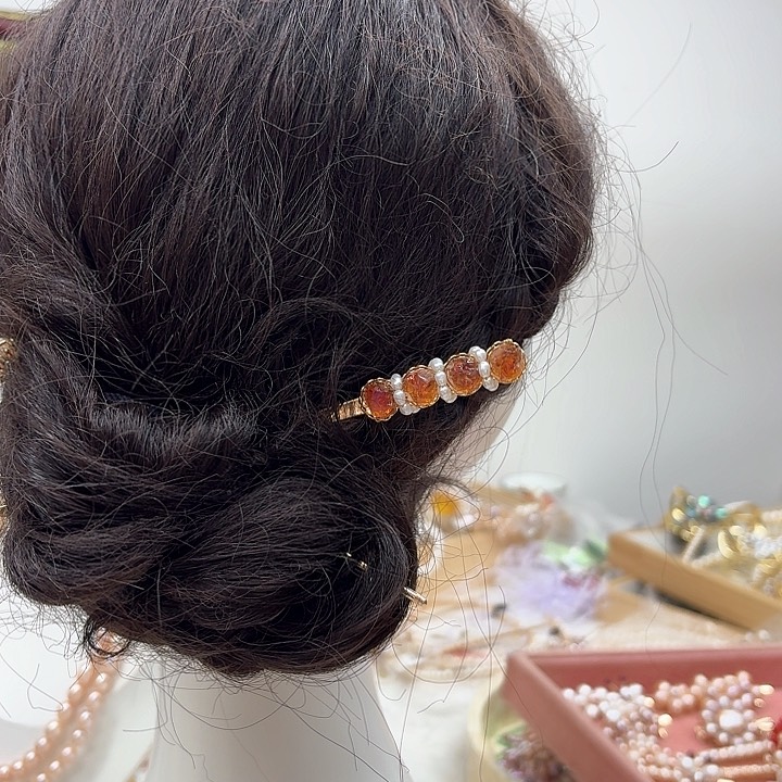 淡水珍珠发饰银S925镶嵌