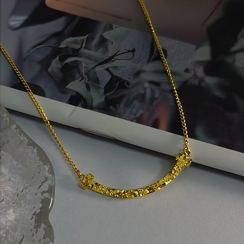 坠链均925银 碎碎冰微笑项链女笑脸套链小众简约锁骨链素款