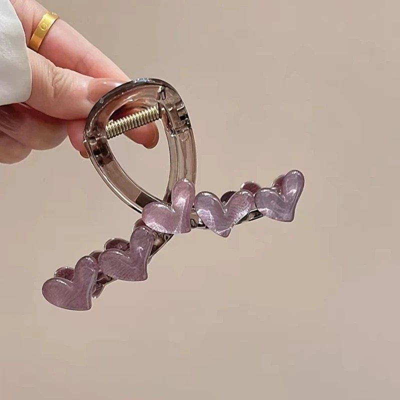 爱心紫色抓夹女新款高级感简约夹子大号发夹后脑勺鲨鱼夹夏季1615