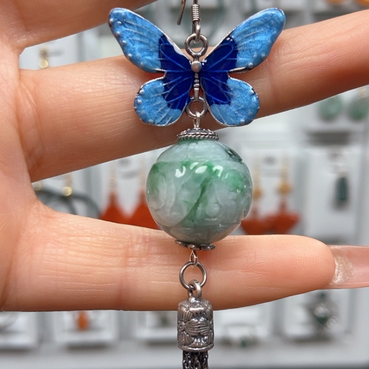 【闪购商品】翡翠耳饰银S925镶嵌M**赐耳饰