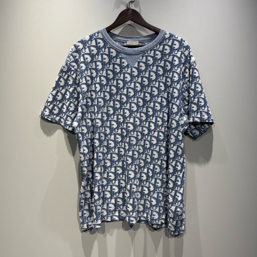 未使用 DIOR/迪奥 ss24毛巾棉满印圆领短袖T恤/2xl/0632