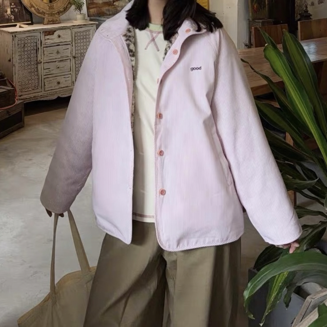 冬季粉色豹纹两面穿