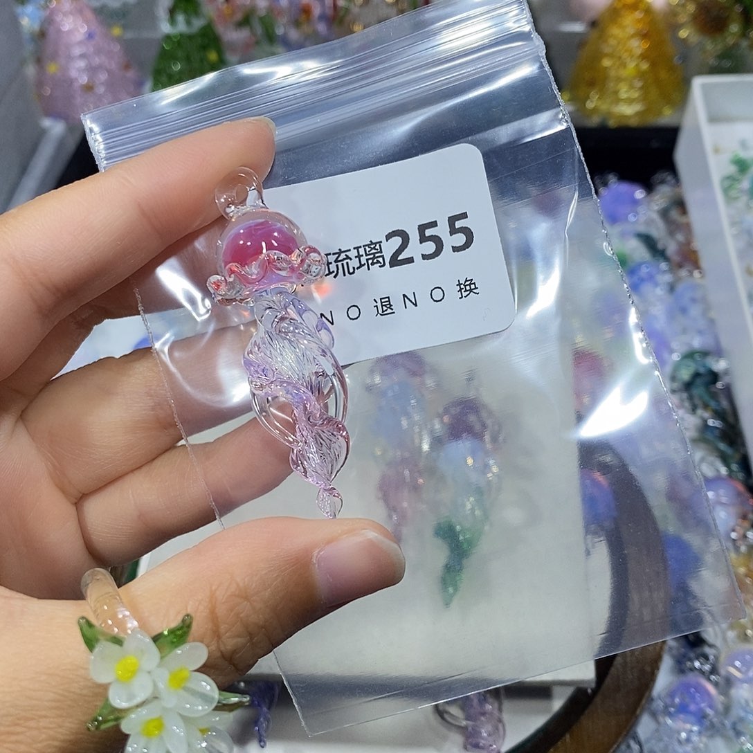 时***月玻璃吊坠（不含链）255粉色水母