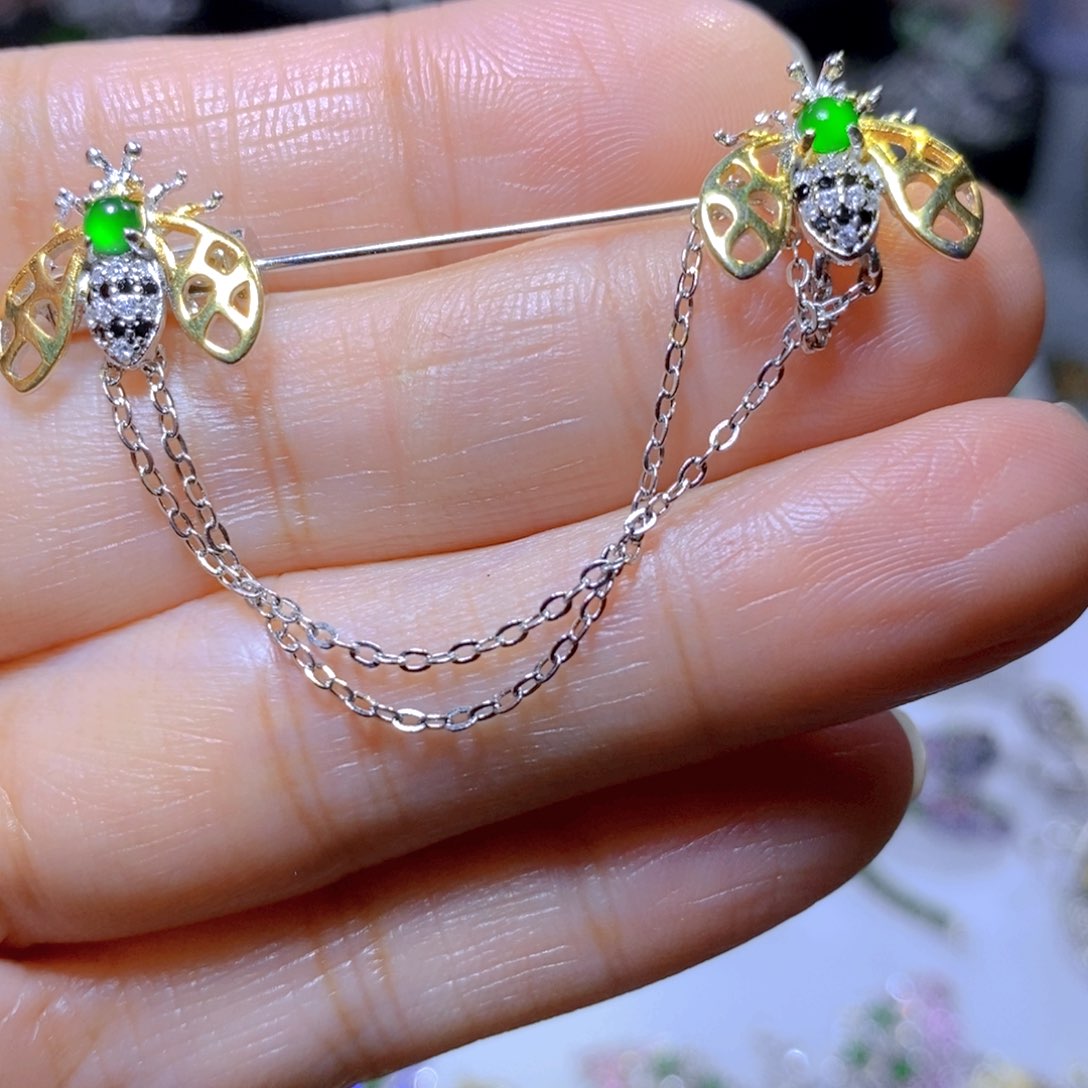 翡翠颈饰银S925镶嵌天然翡翠