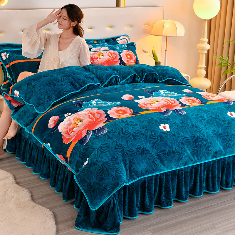 8~9斤加厚牛奶绒双面绒床上用品4被套冬季加绒四件套牛奶绒双面绒