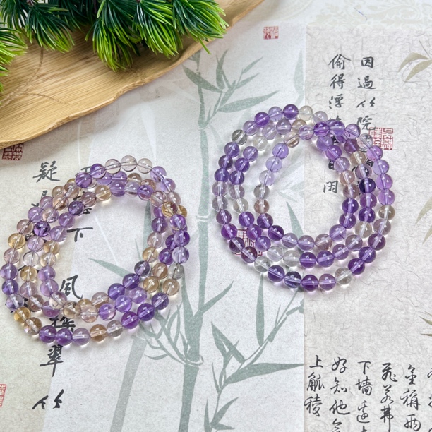 BG17水晶紫黄晶多圈手串多样性发其一6mm+多样性发其一