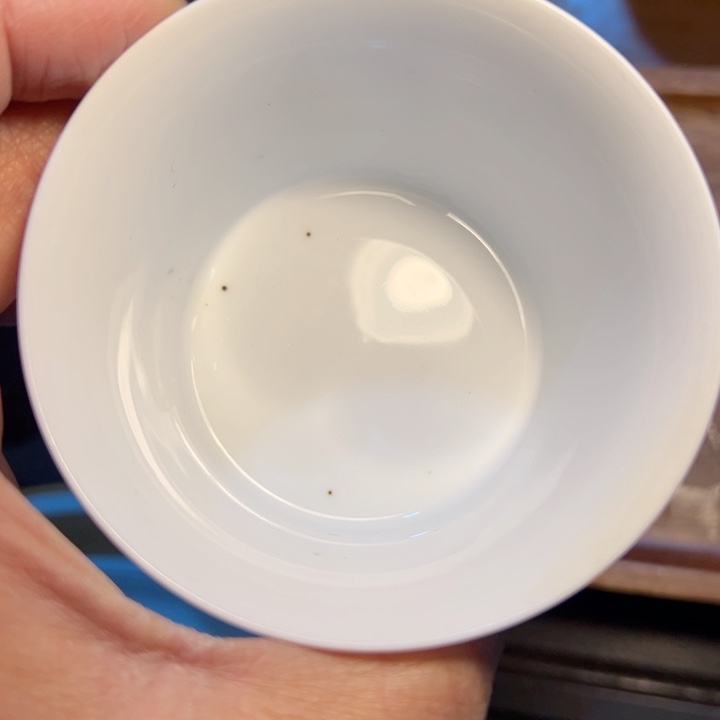 杯手绘马蹄杯有矿点没底款