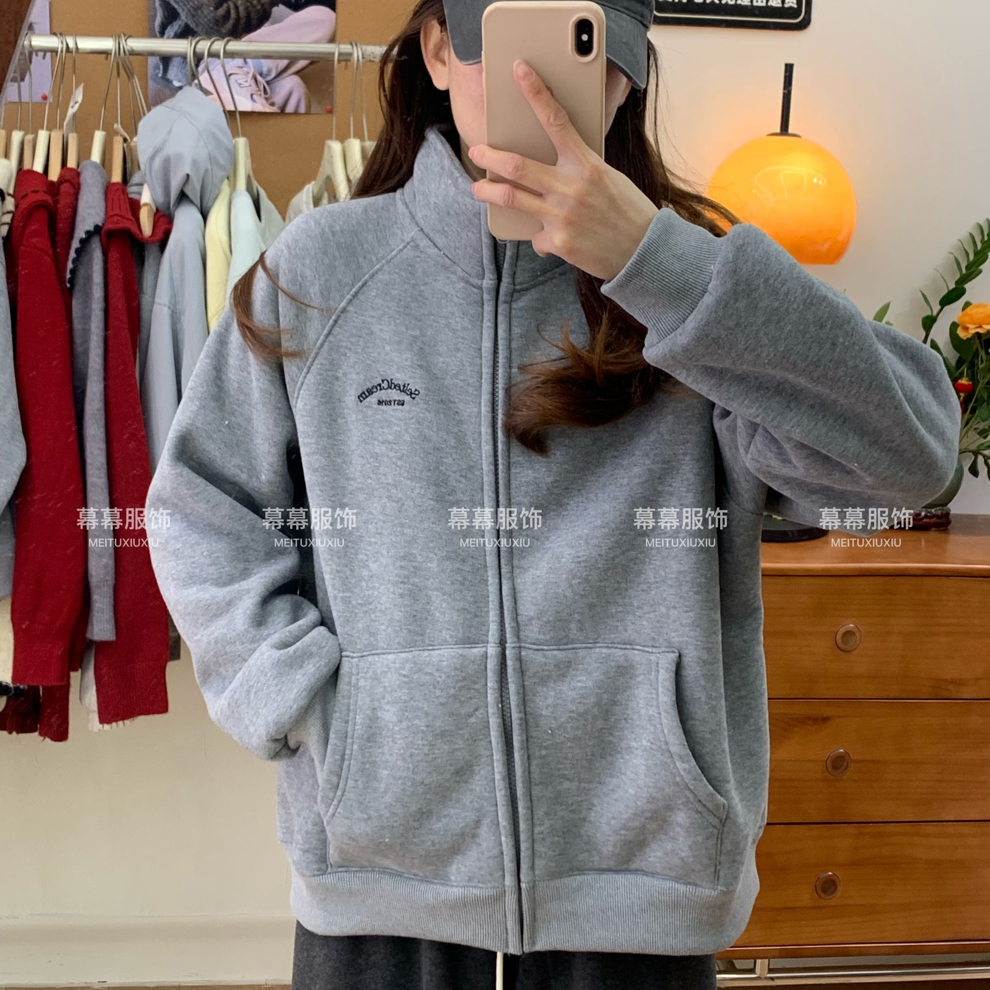 （幕幕）小火炉加厚的奥利绒卫衣休闲加绒开衫688