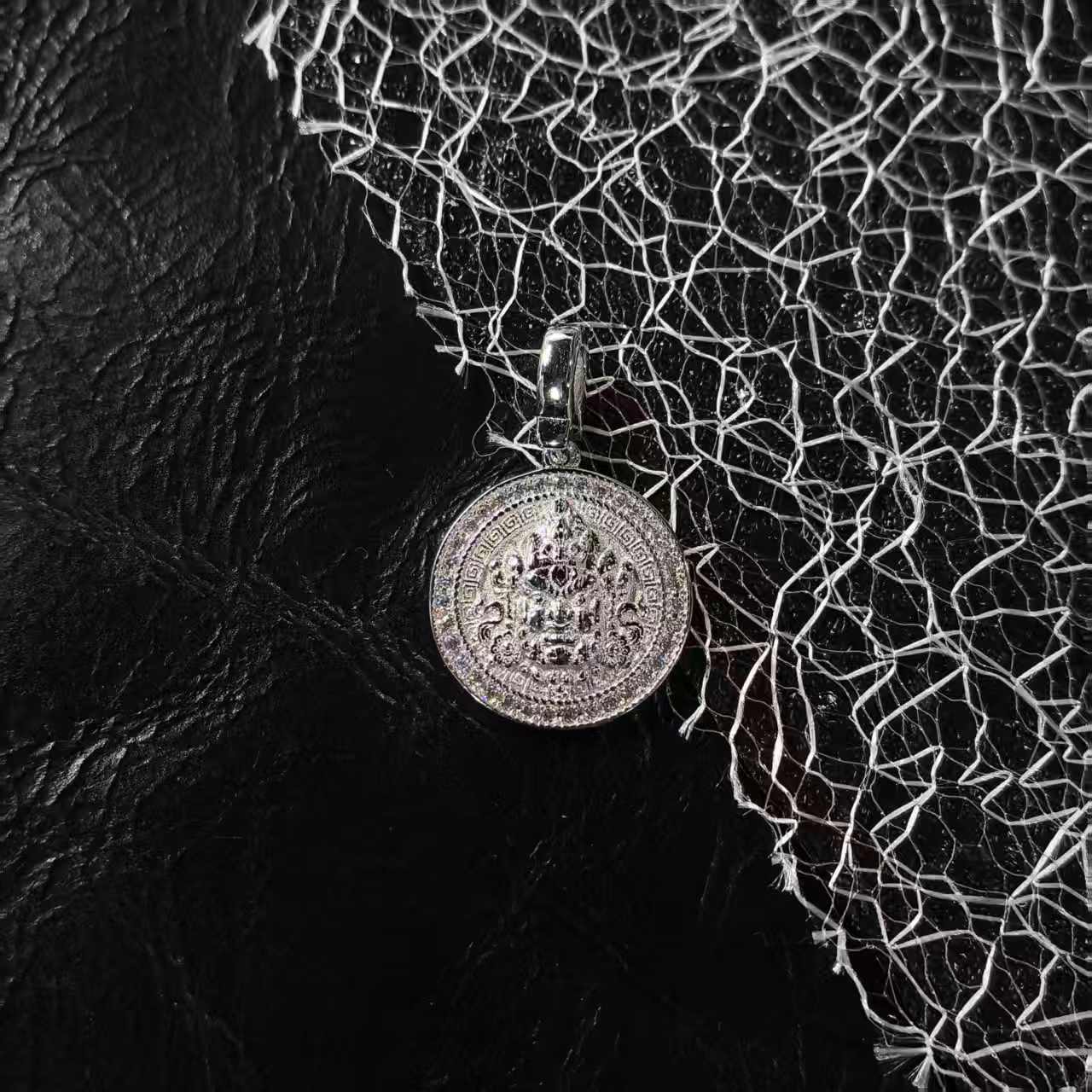 吊坠925银 银制品高级精致双面实心万能扣吊坠-黄财财万能扣0952