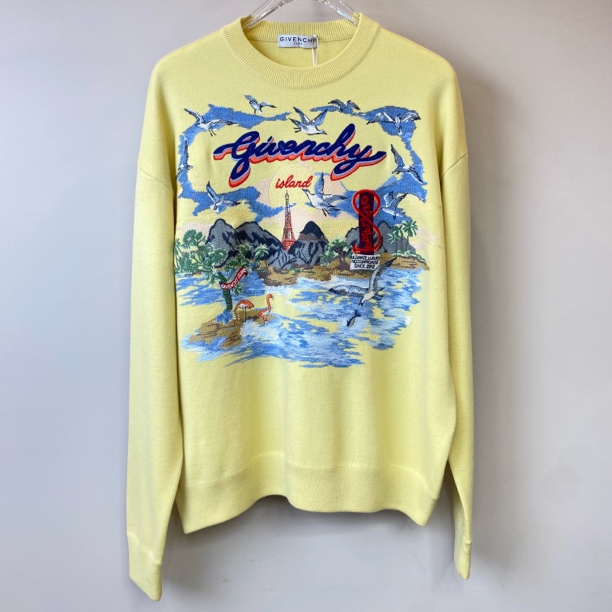 未使用 Givenchy/纪梵希 风景画黄色毛衣 s码 BB10161