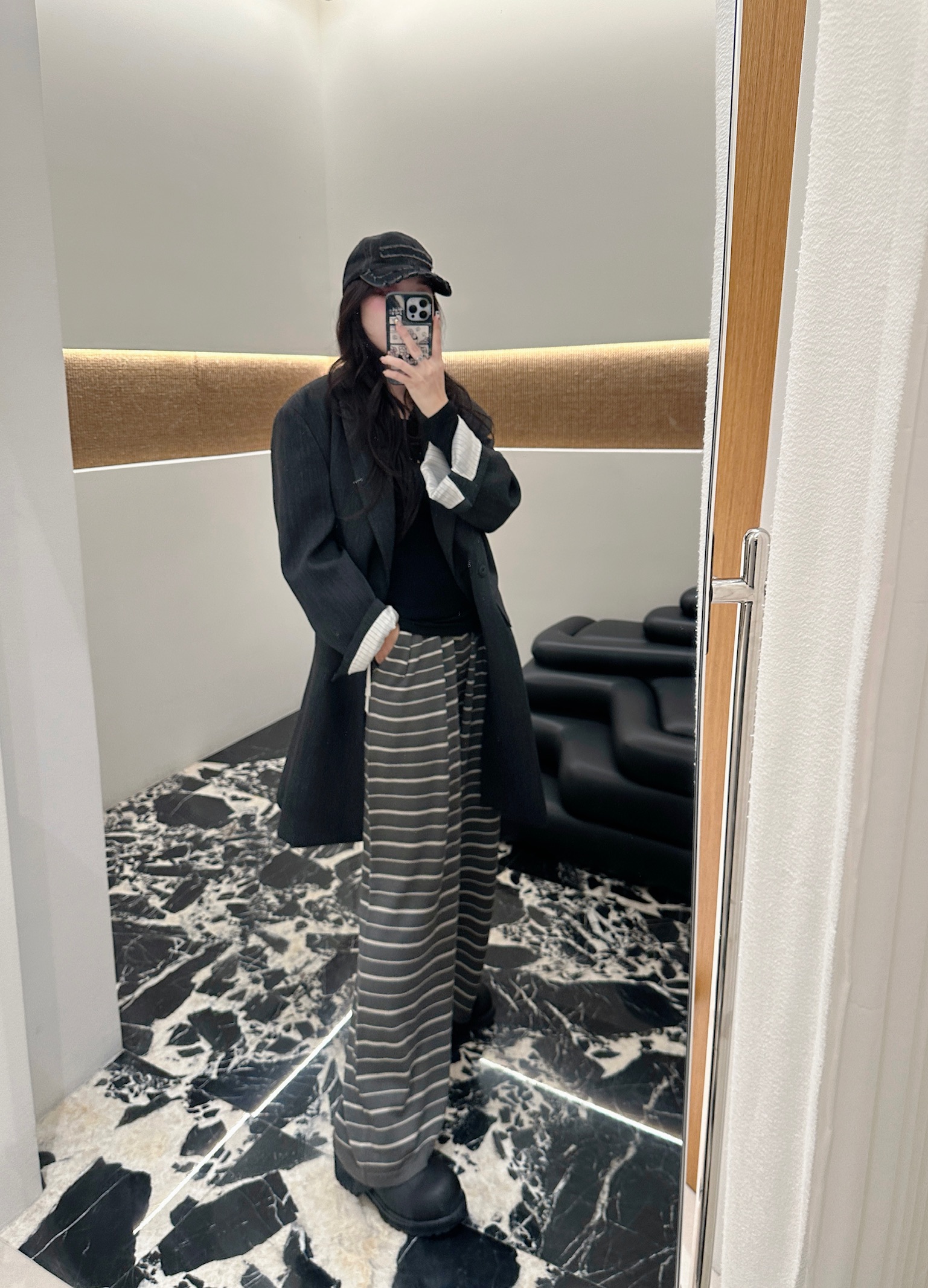 Asyus设计师品牌 小众新款 不规则廓形裤条纹绵羊毛休闲毛织裤 