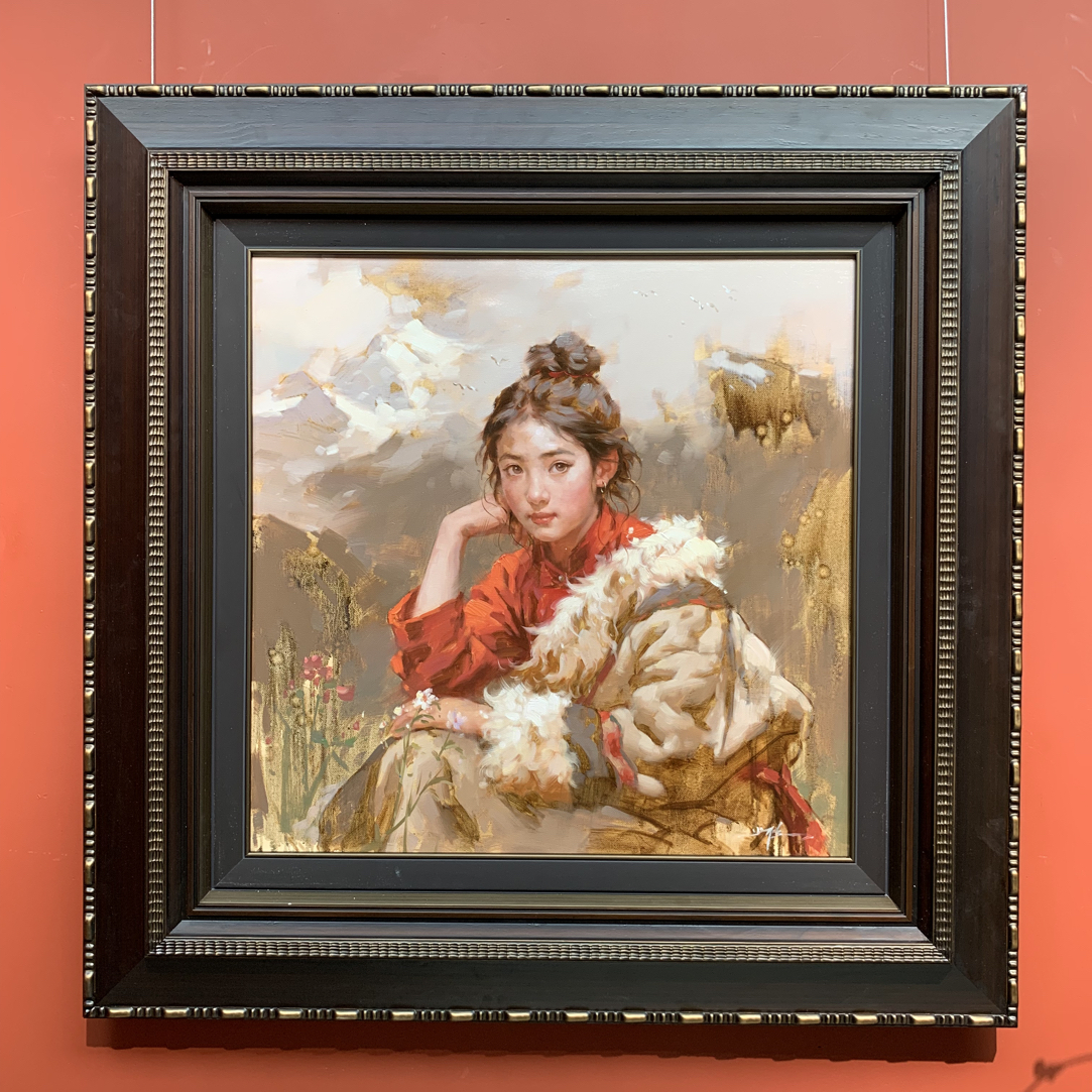 艺弘羽艺术 原创《牧羊女》系列人物藏族姑娘油画收藏 92-92cm