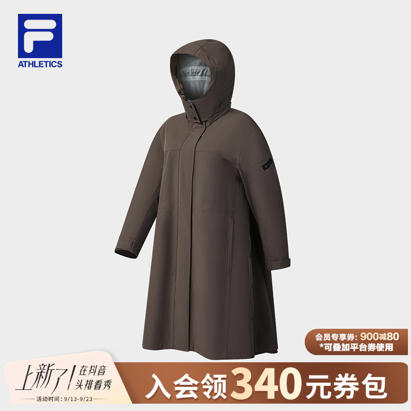 Fila/斐乐女秋冬新款【防水透湿】户外运动长款连帽外套A11W548706F