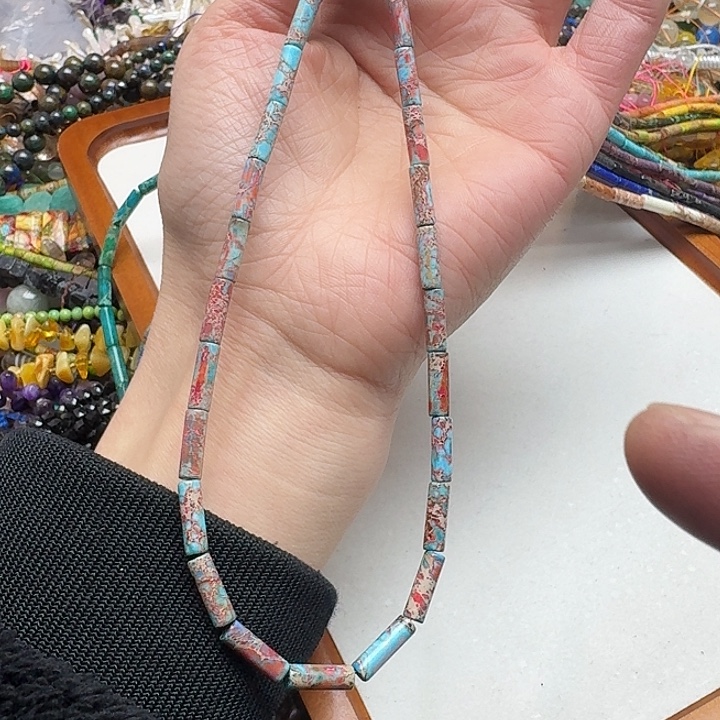 玛瑙/玉髓未镶嵌珠宝半成品一条4x13mm帝王石