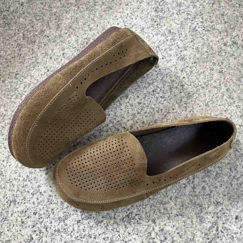 男士鞋子真皮防臭豆豆鞋一脚蹬懒人鞋软底透气镂空休闲驾车鞋潮款