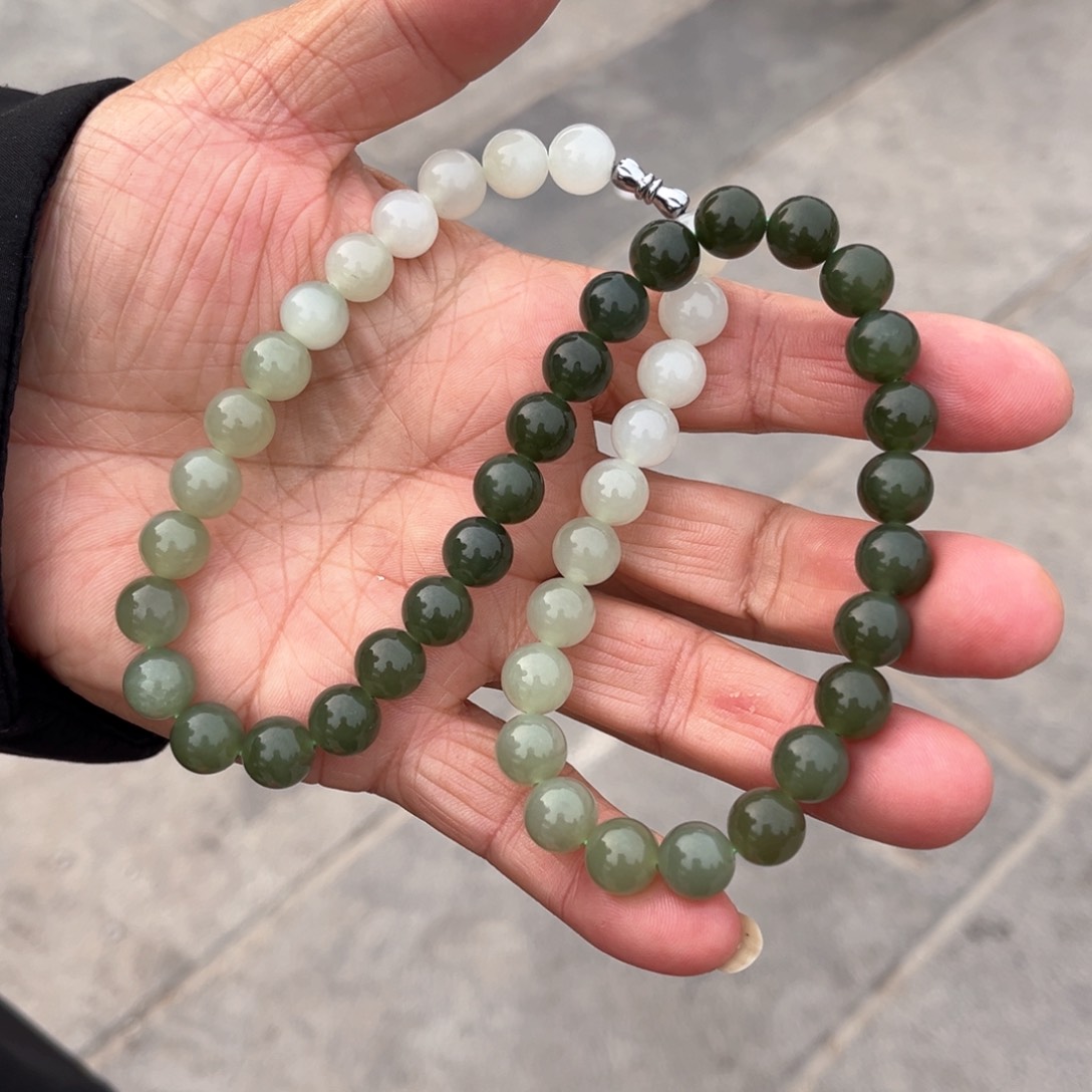 和田玉颈饰未镶嵌和田玉10mm渐变妈妈链