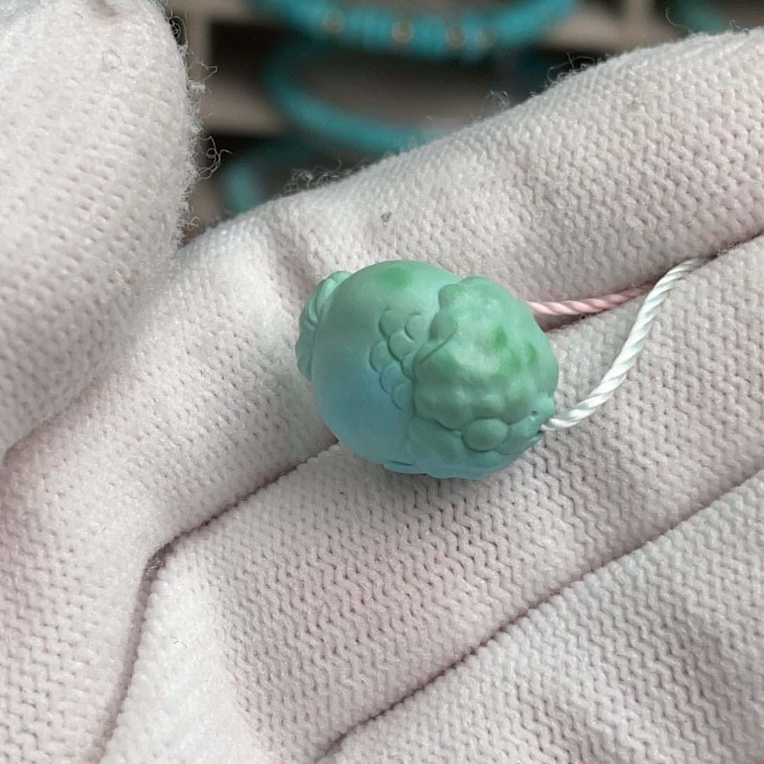 绿松石未镶嵌菜籽黄兰寿金鱼37