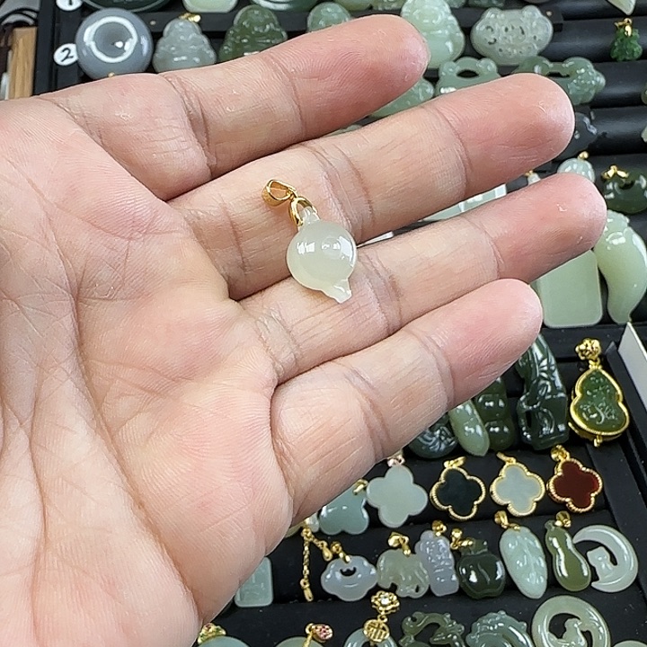 和田玉吊坠(不含链)银S925镶嵌