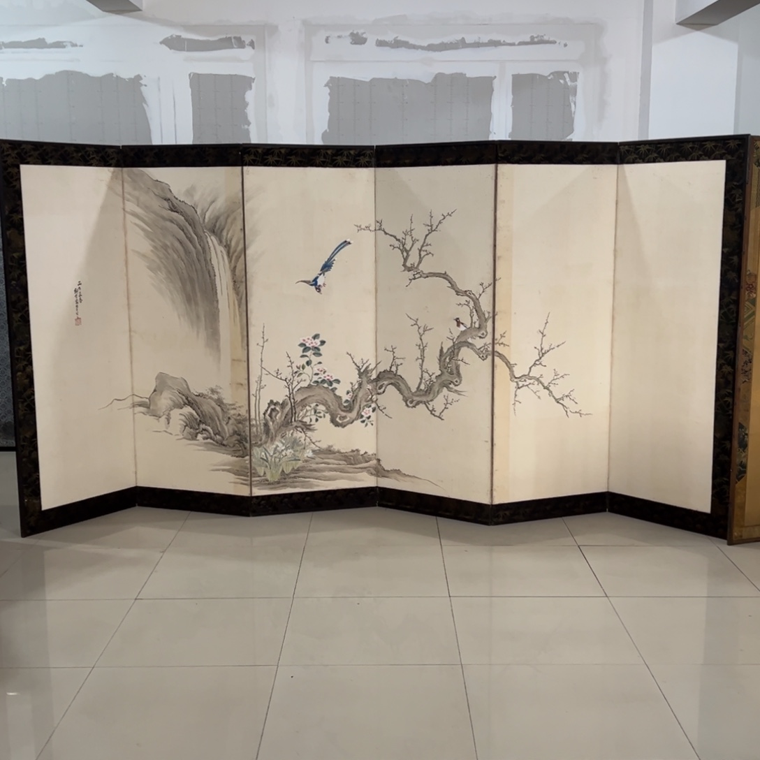 绘画屏风框画茶空间设计