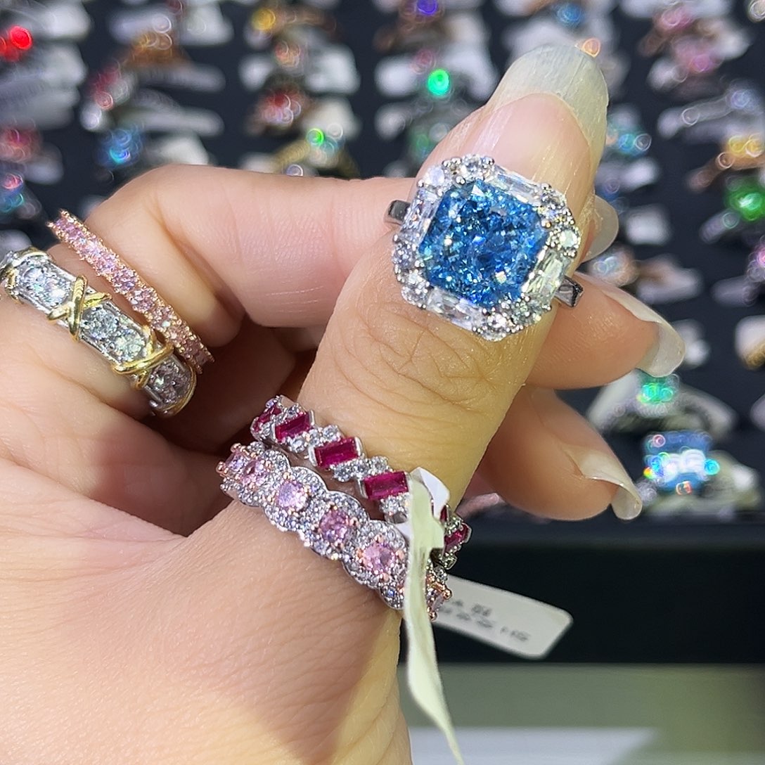 莫桑石非金属SH方钻蓝冰花五卡（换方白冰花）-20