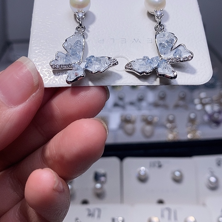 淡水珍珠耳饰银S925镶嵌