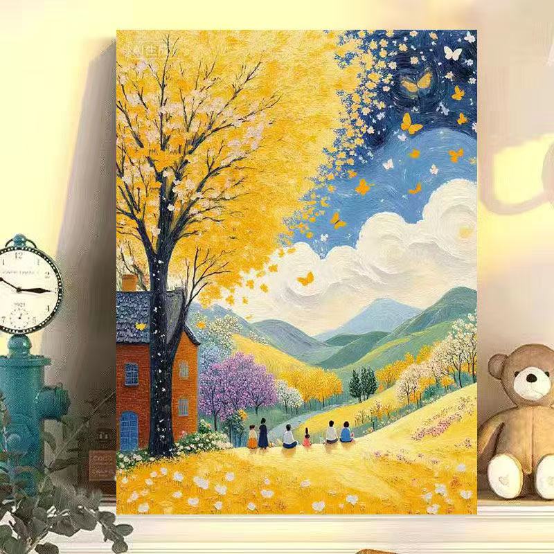 diy数字油画秋意浓系列手工填充填色油画解压治愈系装饰挂画