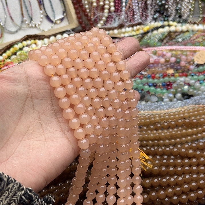 玛瑙/玉髓珠宝半成品未镶嵌一条8mm藕粉