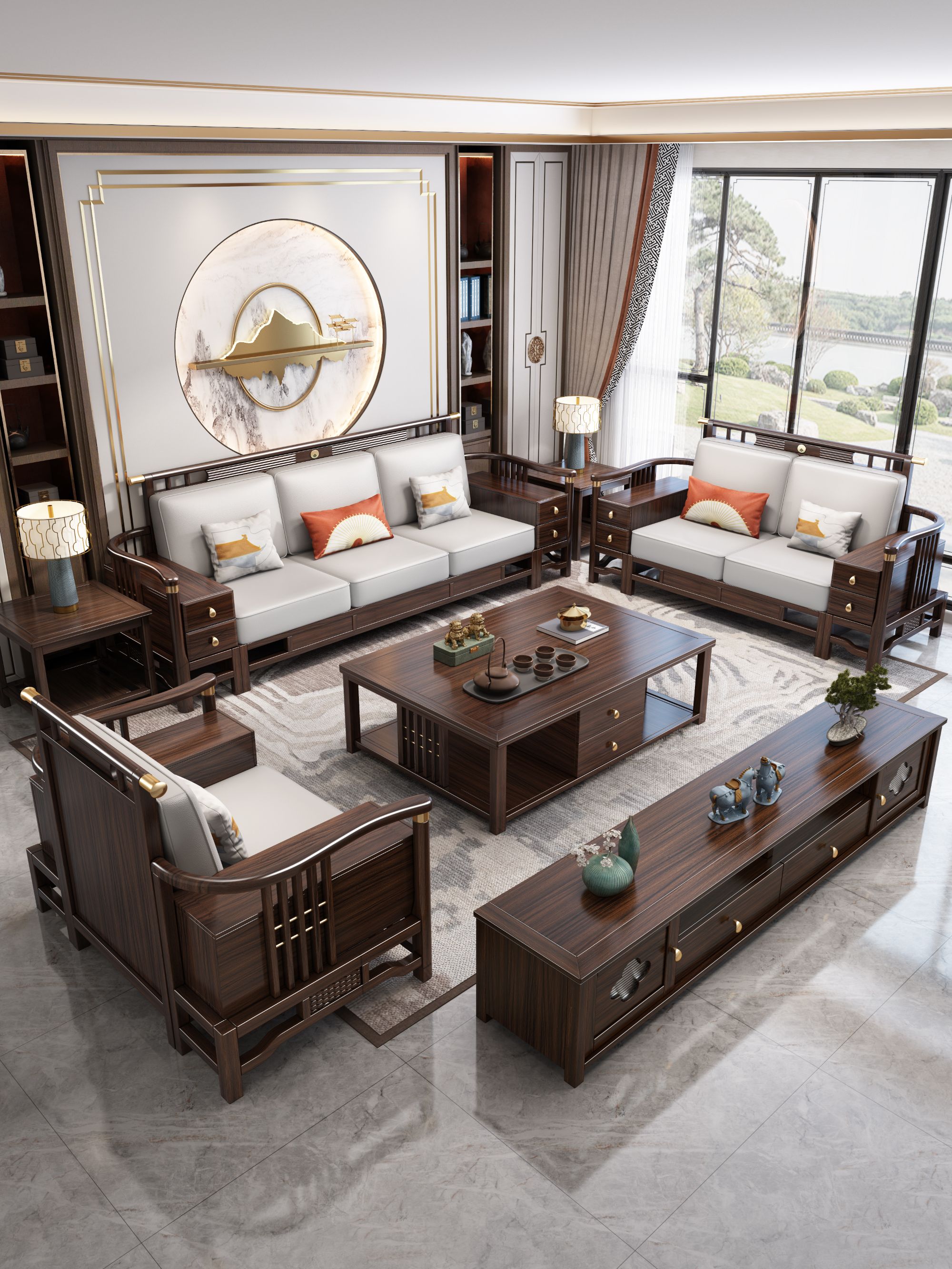 【专属链接】新中式沙发乌金木实木家具家用客厅沙发别墅沙发