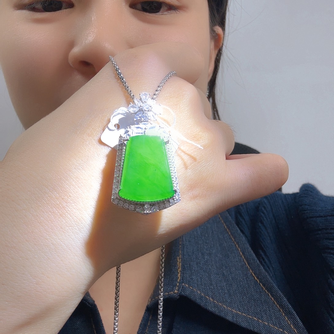 翡翠银S925镶嵌吊坠(不含链)